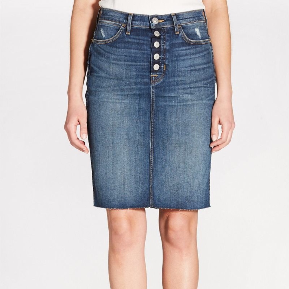 HUDSON High Waist Fray Hem Denim Pencil Skirt